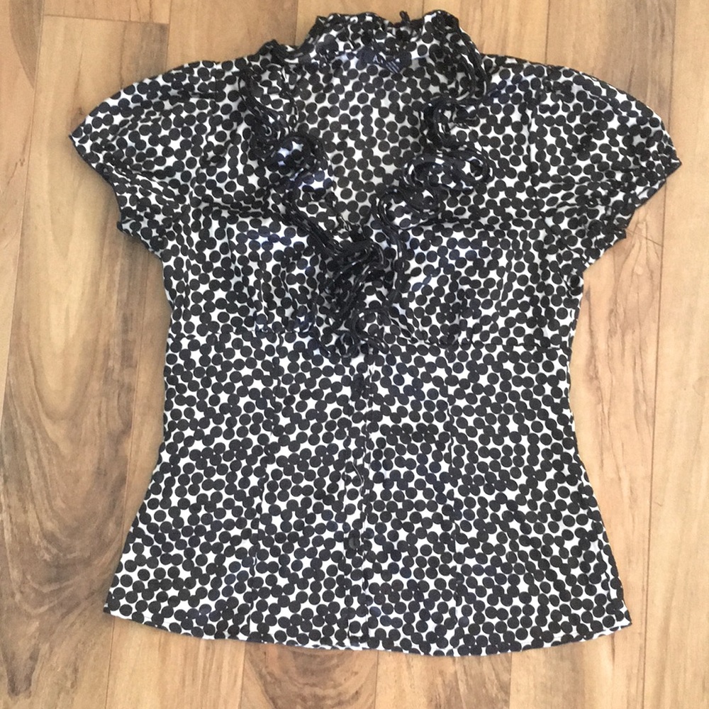 A. Byer Ruffled Polka Dot Blouse